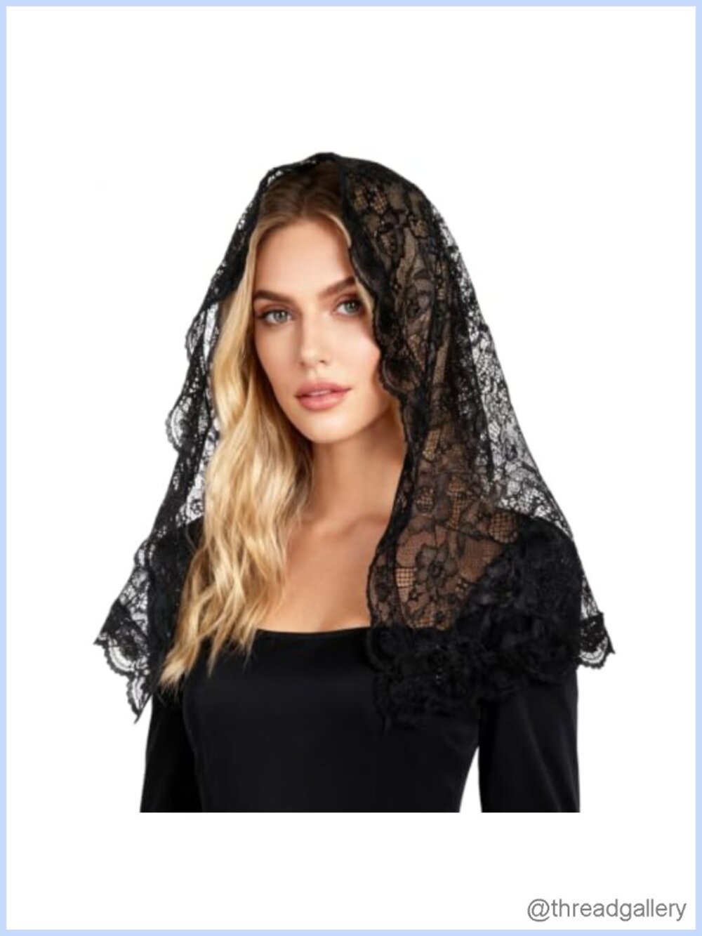 DOCILA Lace D-Shape Veil Scarf Church Wedding Mantilla Head Covering